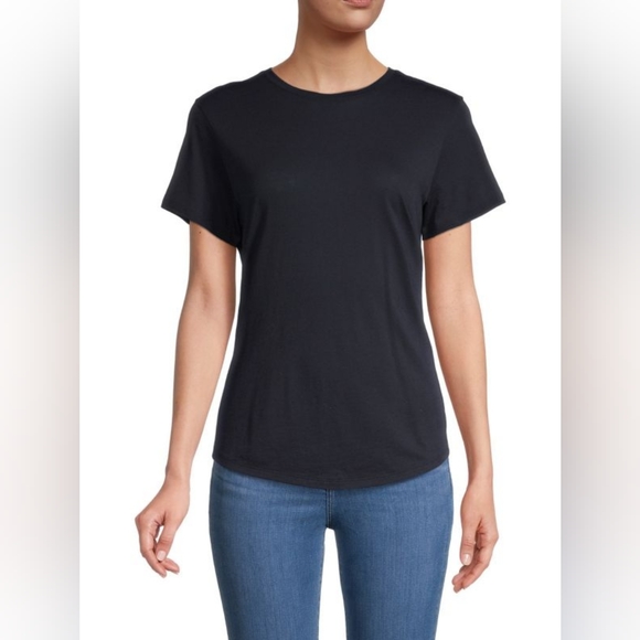 Vince Tops - VINCE. Shirttail Navy Crewneck Tee